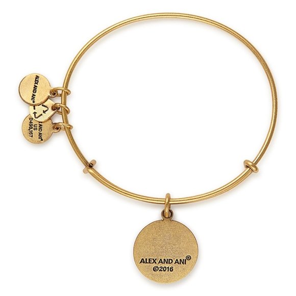 Alex and Ani Initial U Bangle Bracelet Gold Tone Adjustable Wire Made in USA NEW - Picture 2 of 5